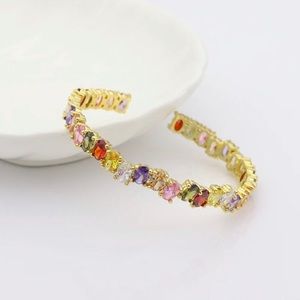 Gold plated Swarovski elements cuff adjustable bracelet